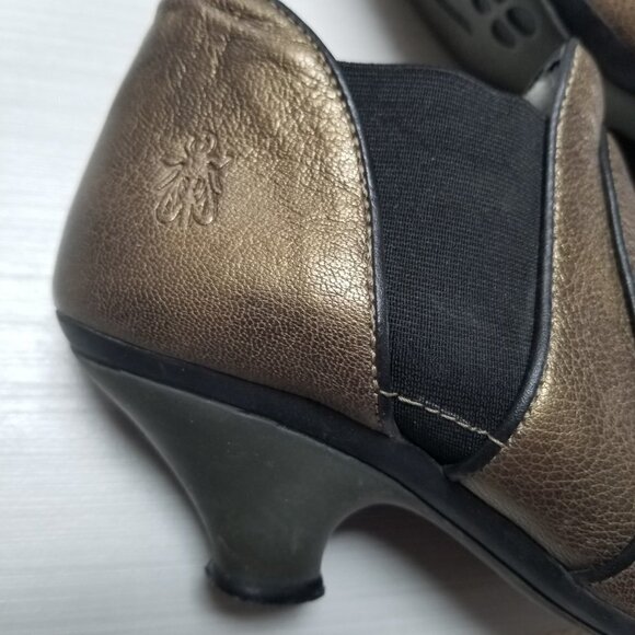 FLY London Bronze Kitten Heel  Ankle Booties Victorian 38 - Picture 6 of 10